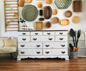 Solid wood Farmhouse Long Dresser with 11 Drawers