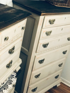 Beautiful Tall Boy Chest of Drawers and Nightstand Set