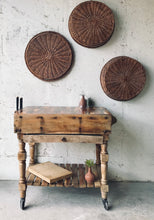 Load image into Gallery viewer, Stunning Solid Wood Vintage Rolling Butcher Block Island