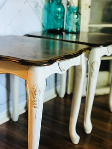 Beautiful Vintage Wood End Table Set