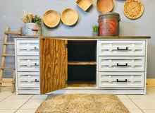 Load image into Gallery viewer, Large Vintage Farmhouse Buffet or TV Stand