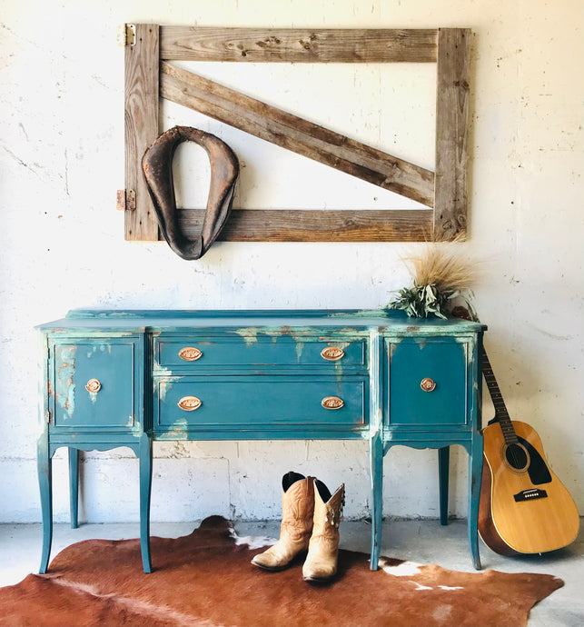 Pretty Patina Painted Antique Buffet