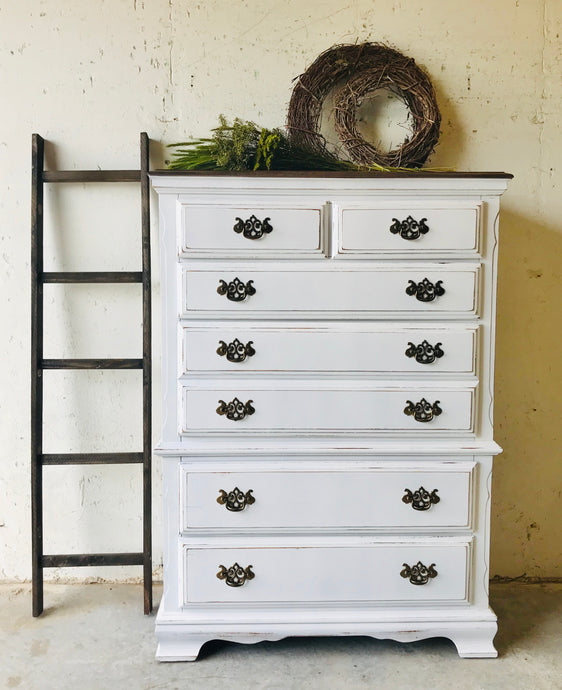 Stunning Farmhouse Tall Boy Chest of Drawers