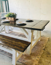 Load image into Gallery viewer, Gorgeous Farmhouse Table &amp; Two Benches