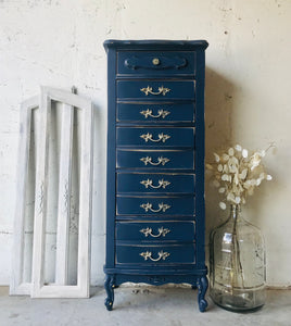 Beautiful Navy Blue French Provincial Lingerie Chest