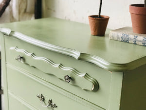 Pretty Vintage Sage Green Chest of Drawers