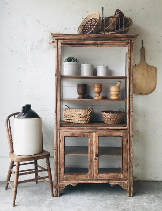 Stunning Antique Farmhouse Hutch Cabinet