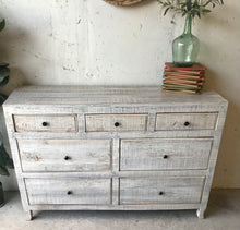 Load image into Gallery viewer, Pretty Whitewashed Solid Wood Dresser, Buffet, or TV Stand