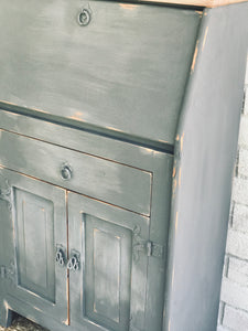 Primitive Solid Pine Secretary Cabinet