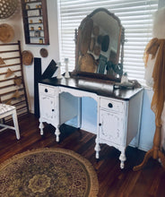 Load image into Gallery viewer, Ornate Antique Vanity and Chair Set