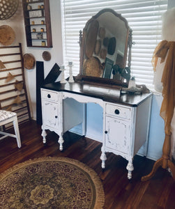 Ornate Antique Vanity and Chair Set