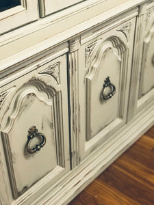 Pretty Shabby Chic Grey China Cabinet