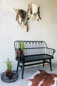 Beautiful Black Metal & Wood Bench