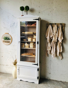 White Glass Front Storage Cabinet