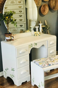 Pretty Vintage Garden Inspired Vanity & Bench