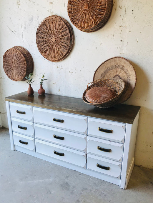 Pretty Farmhouse Long Dresser, Buffet, or TV Stand
