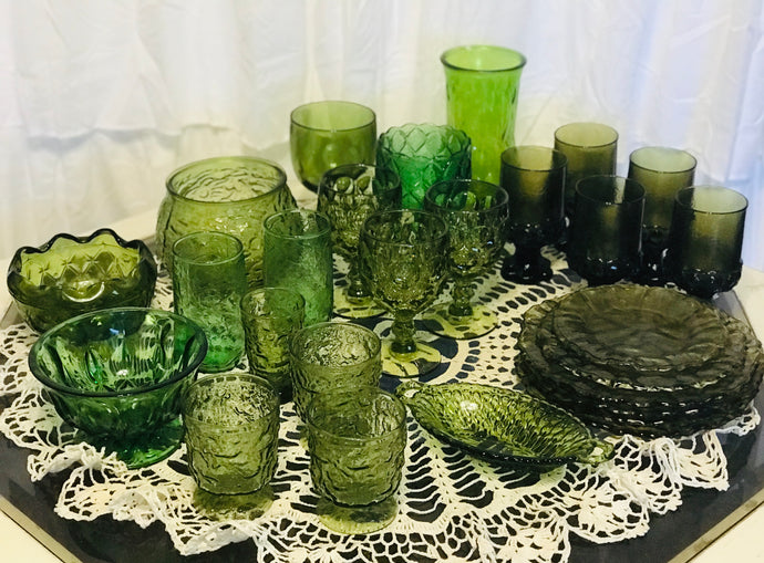 Pretty Vintage Green Glass Collection