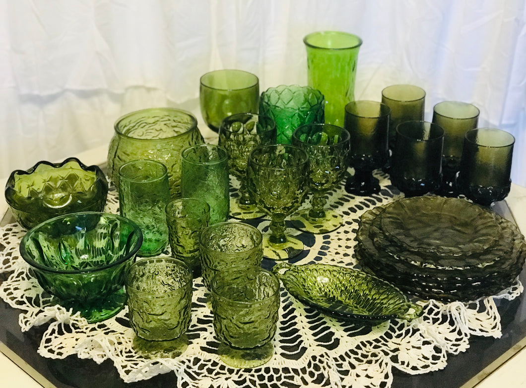 Pretty Vintage Green Glass Collection