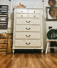 Load image into Gallery viewer, Beautiful Tall Boy Shabby Chic Chest of Drawers