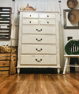 Beautiful Tall Boy Shabby Chic Chest of Drawers