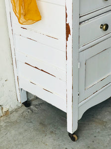 Charming Antique Rolling Cabinet