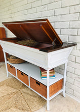 Load image into Gallery viewer, Unique Farmhouse Entryway Storage Table