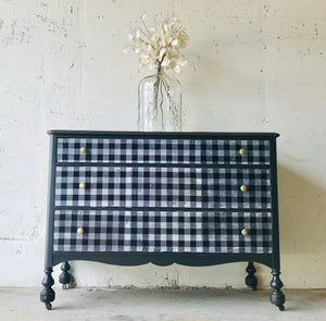 Amazing Antique Buffalo Check Dresser