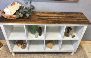 Beautiful Farmhouse Cubby TV Stand or Entryway Table