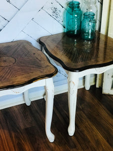 Beautiful Vintage Wood End Table Set