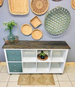 Beautiful Coastal Rolling Cubby or TV Stand