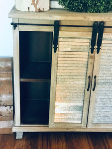 Perfect Rustic Galvanized Barn Door Cabinet