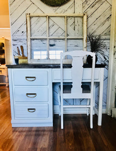 Farmhouse Wood Desk with Chair