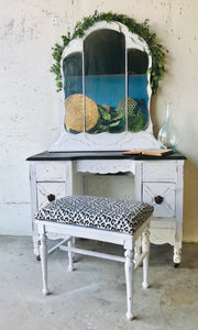 Gorgeous Revamped Antique Vanity & Bench Seat