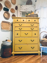 Load image into Gallery viewer, Solid Mustard Yellow Tallboy Chest of Drawers