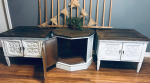 Farmhouse Refinished Vintage End Table Set (3)