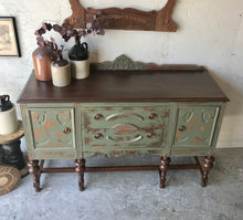 Load image into Gallery viewer, Stunning Distressed Vintage Jacobean Buffet Cabinet