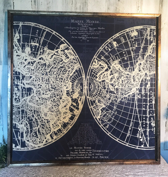 Large Framed Globe Canvas