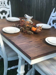 Extra Large Vintage Farmhouse Dining Table & Chairs