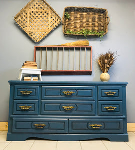 Beautiful Blue Long Dresser or TV Stand