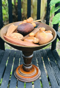 Wood Pedestal with Wood Fruit