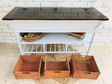 Load image into Gallery viewer, Unique Farmhouse Entryway Storage Table