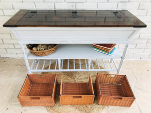 Unique Farmhouse Entryway Storage Table