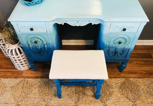 Gorgeous Antique Ombré Vanity & Stool