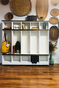 Farmhouse Mudroom Cubby on Casters