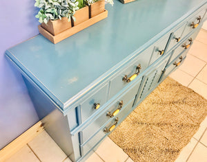 Pretty Coastal Long Dresser or Buffet