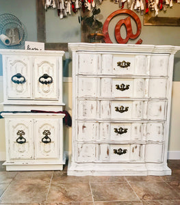 Amazing Shabby Chest of Drawers & Nightstand Set