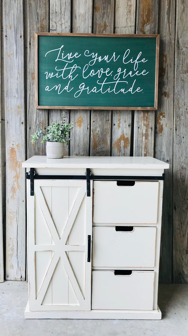 Perfect Farmhouse Barn Door Cabinet