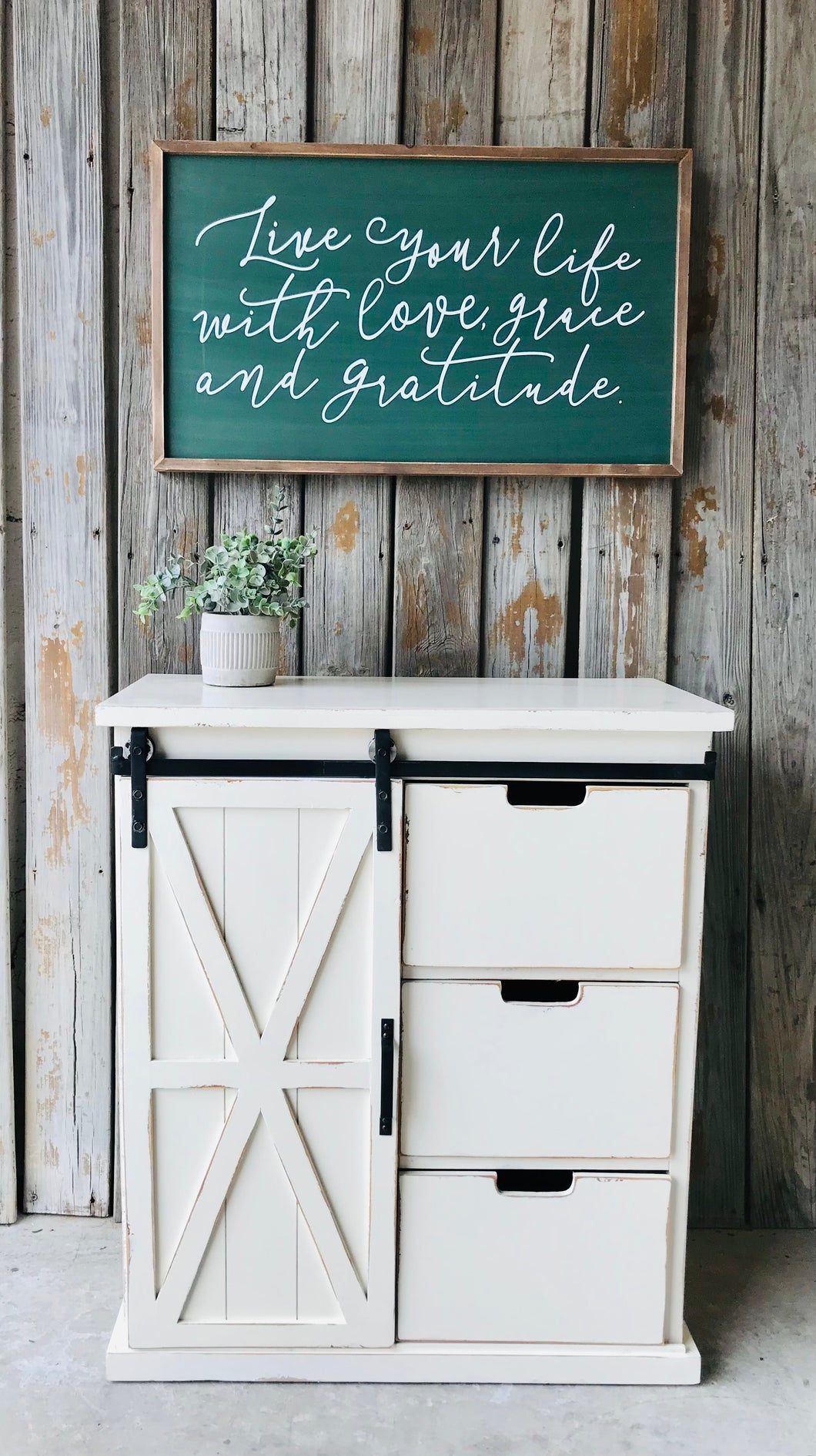 Perfect Farmhouse Barn Door Cabinet