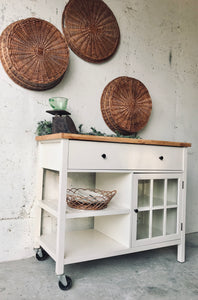 Perfect Cottage Butcher Block Rolling Island