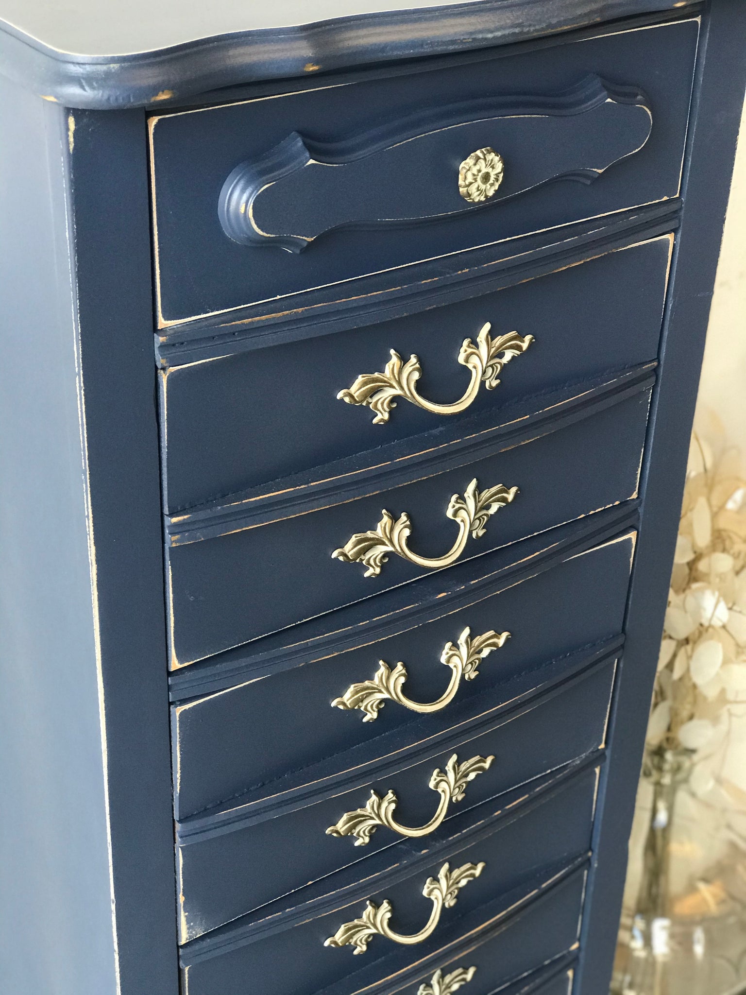 Beautiful Navy Blue French Provincial Lingerie Chest Farmhouse Friar Beautiful Navy Blue French Provincial Lingerie Chest Farmhouse Friar